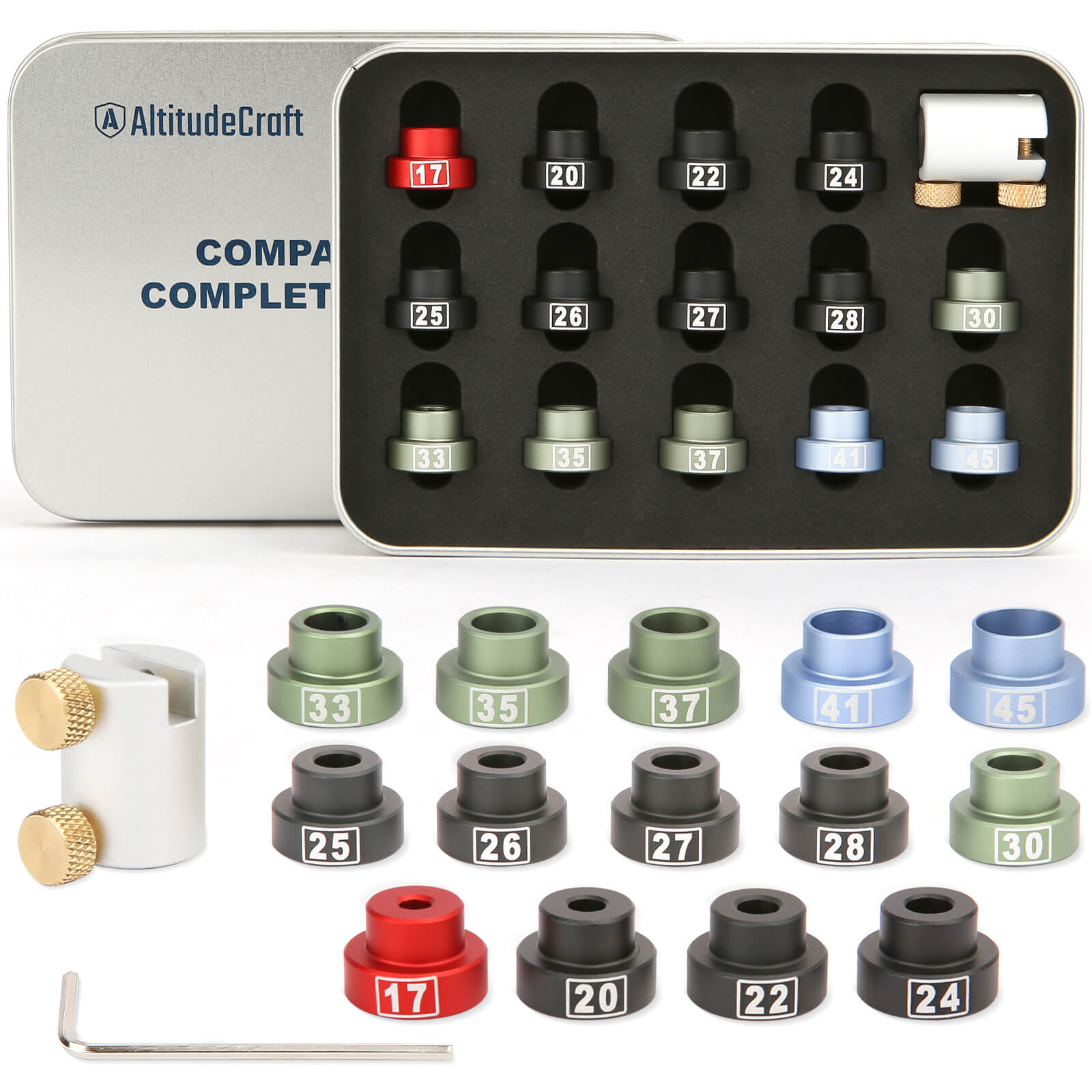 Bullet Comparator Kit with 14 Inserts, Universal Fit for .17 to .45 Calibers - AltitudeCraft