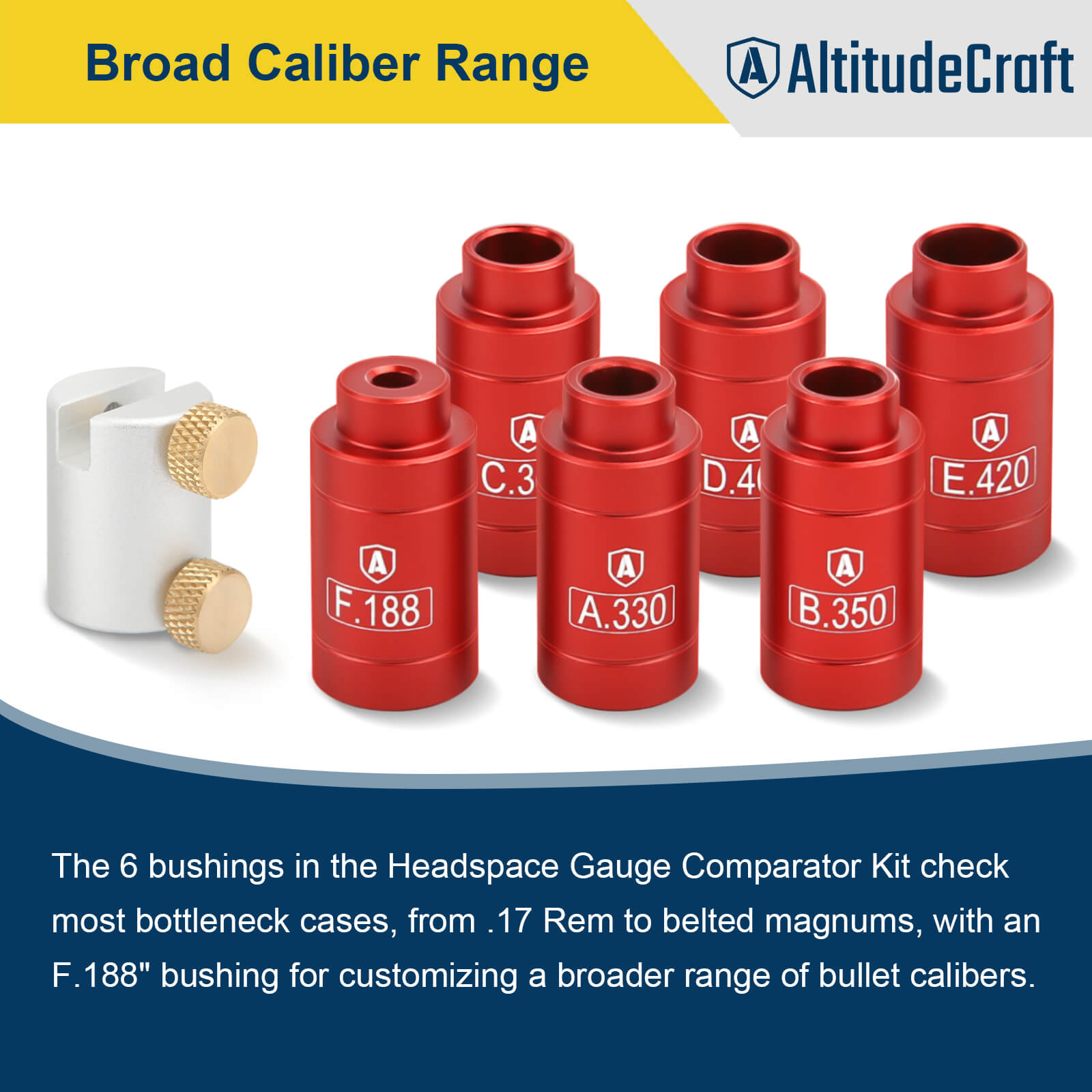 Headspace Gauge Comparator Kit with 6 Bushings, Reloading Supplies and Equipment - AltitudeCraft